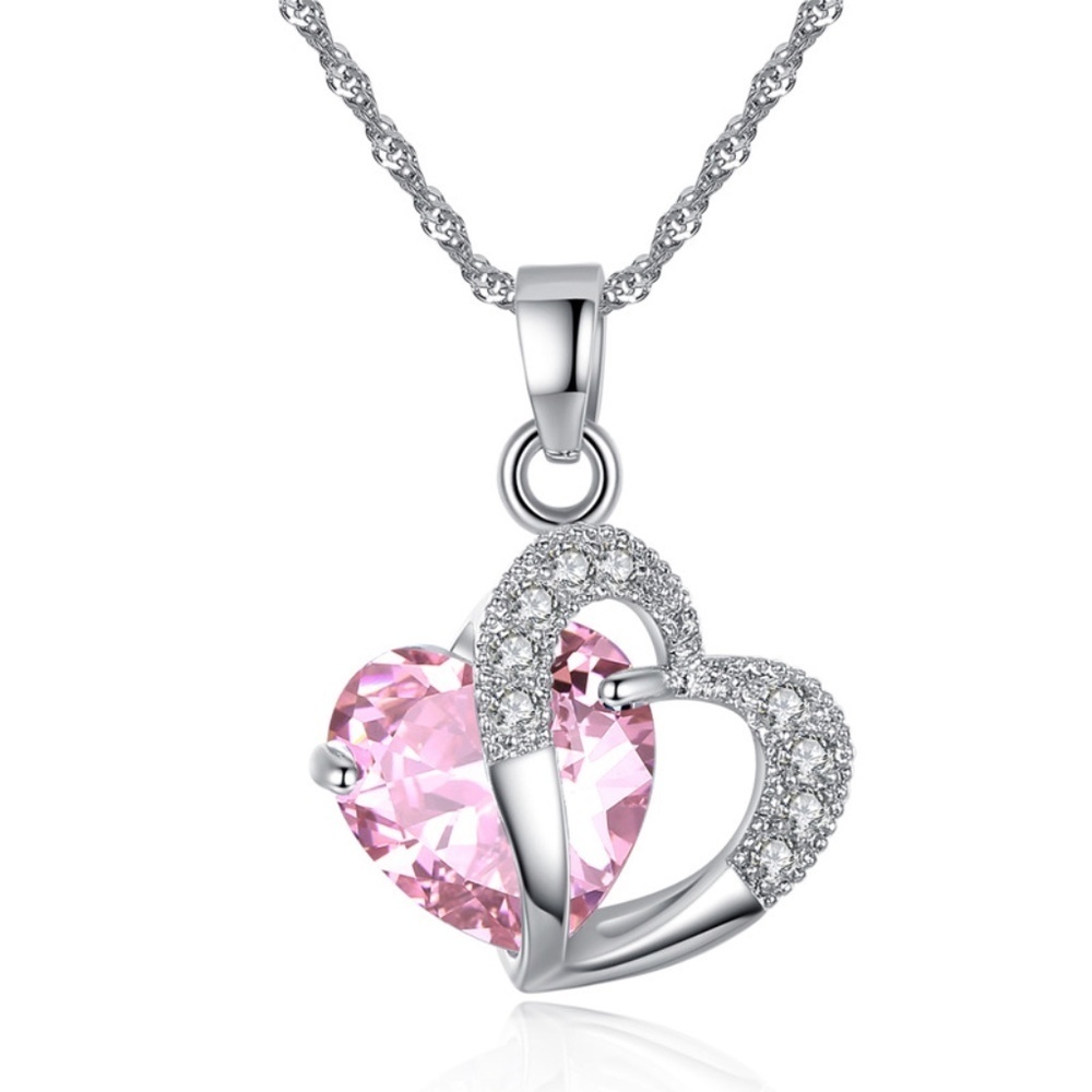 *ABBY* Pink x Zircon Heart Fashion Necklace